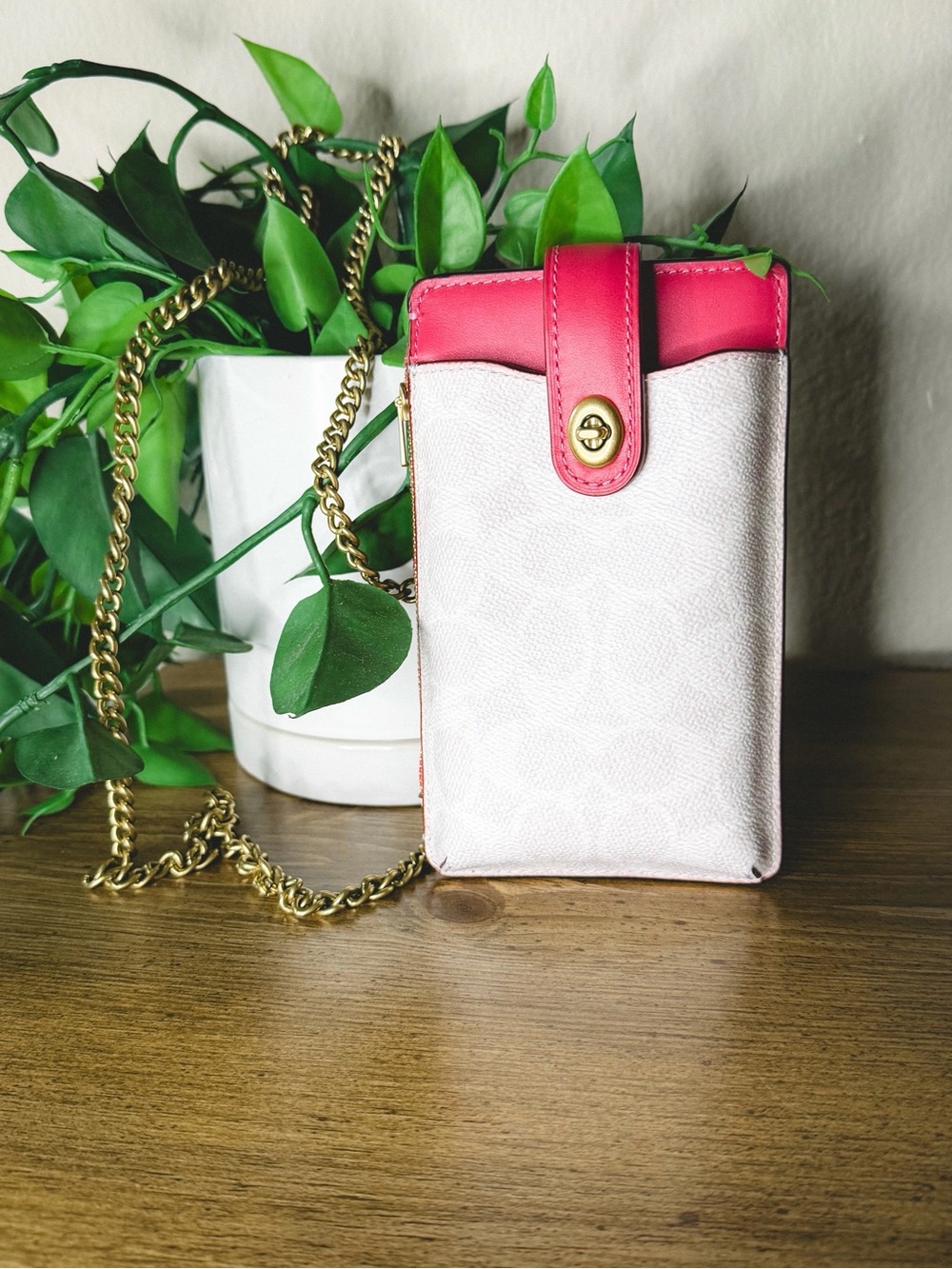 Coach Signature Chain Crossbody Phone Holder